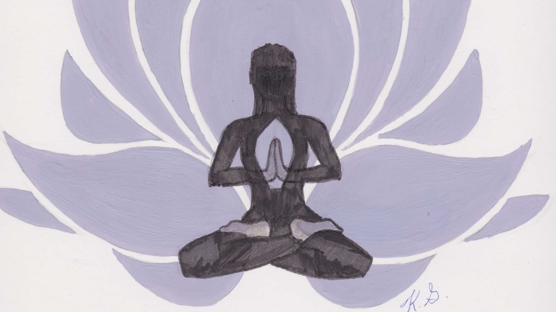 Drawing of a Yogi in lotus pose